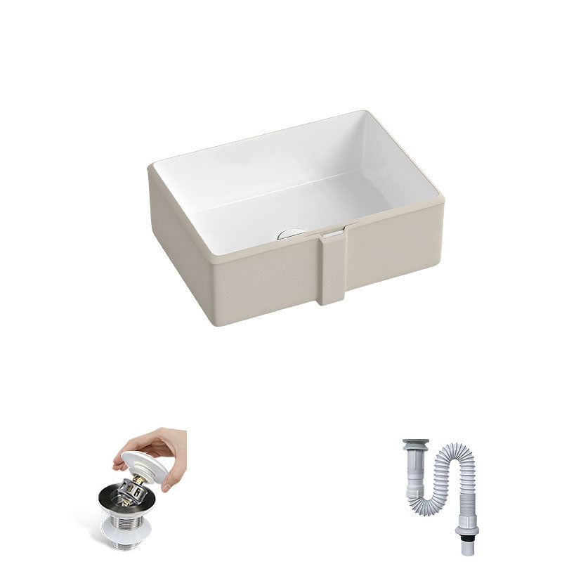 Traditional Undermount Bathroom Sink Porcelain with Pop-Up Drain Vessel 20"L x 13"W x 5"H Sink Clearhalo 'Bathroom Remodel & Bathroom Fixtures' 'Bathroom Sinks & Faucet Components' 'Bathroom Sinks' 'bathroom_sink' 'Home Improvement' 'home_improvement' 'home_improvement_bathroom_sink' 7343043