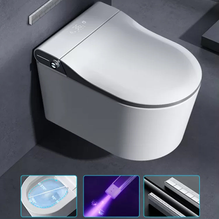 Elongated Wall Mounted Bidet Contemporary Heated Seat Wall Hung Toilet Set Grey Automatic Lid( Top Configuration) Clearhalo 'Bathroom Remodel & Bathroom Fixtures' 'Bidets' 'Home Improvement' 'home_improvement' 'home_improvement_bidets' 'Toilets & Bidets' 7343405