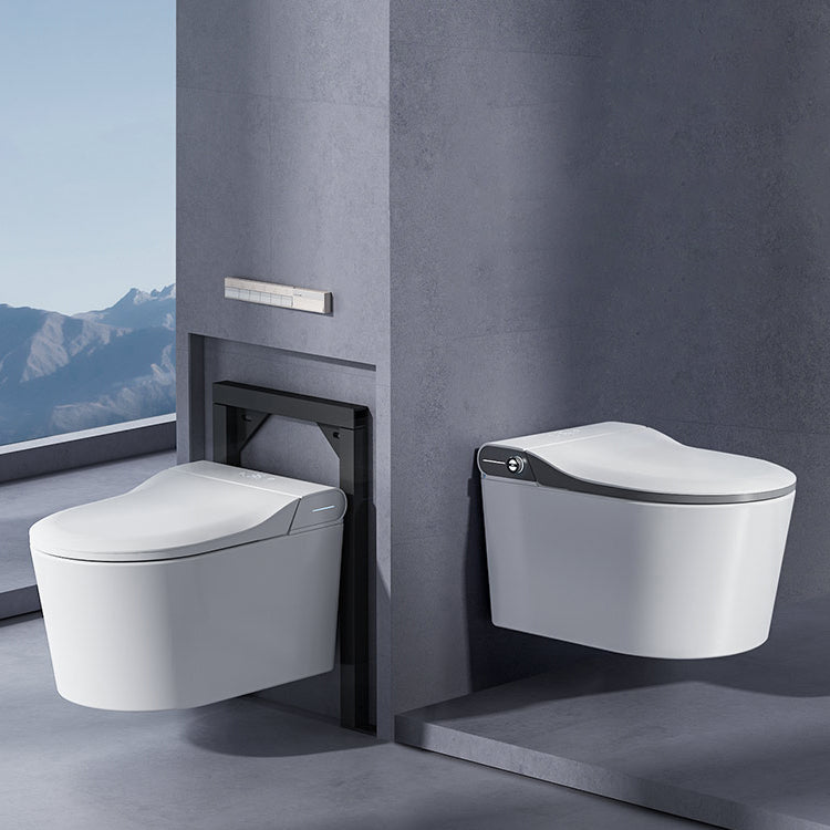 Elongated Wall Mounted Bidet Contemporary Heated Seat Wall Hung Toilet Set Clearhalo 'Bathroom Remodel & Bathroom Fixtures' 'Bidets' 'Home Improvement' 'home_improvement' 'home_improvement_bidets' 'Toilets & Bidets' 7343406