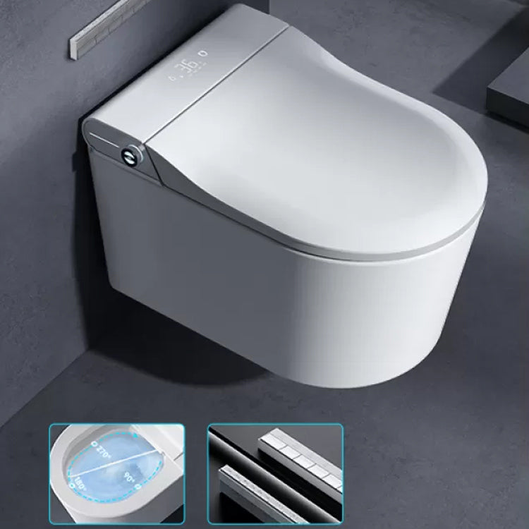 Elongated Wall Mounted Bidet Contemporary Heated Seat Wall Hung Toilet Set White Manual Lid (Standard) Clearhalo 'Bathroom Remodel & Bathroom Fixtures' 'Bidets' 'Home Improvement' 'home_improvement' 'home_improvement_bidets' 'Toilets & Bidets' 7343407
