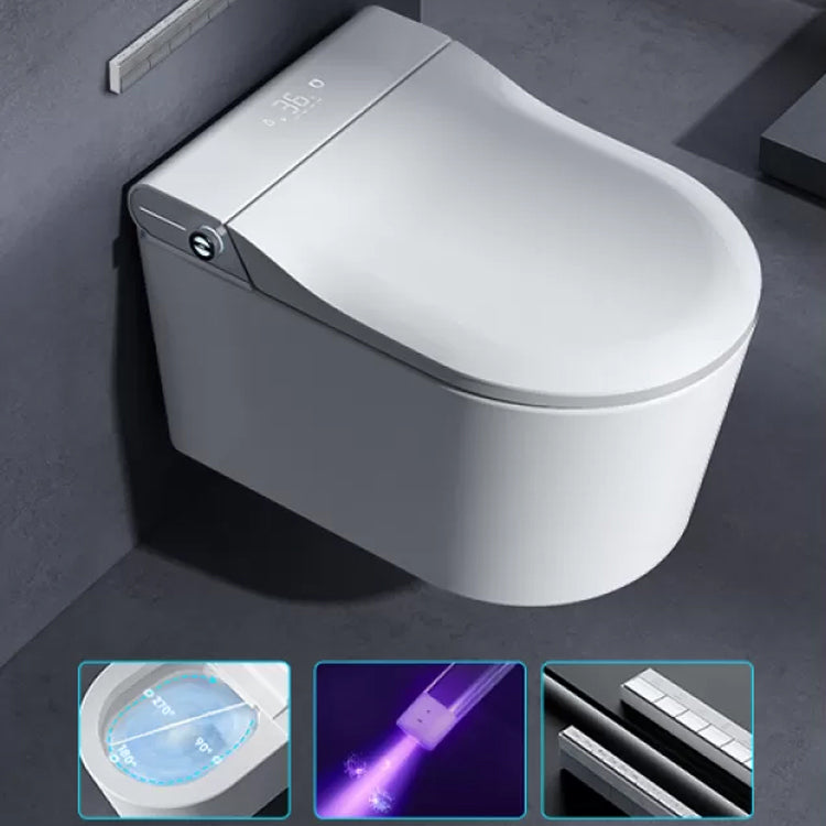 Elongated Wall Mounted Bidet Contemporary Heated Seat Wall Hung Toilet Set White Automatic Lid( Top Configuration) Clearhalo 'Bathroom Remodel & Bathroom Fixtures' 'Bidets' 'Home Improvement' 'home_improvement' 'home_improvement_bidets' 'Toilets & Bidets' 7343409