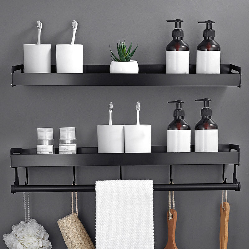 Matte Black Modern Bathroom Accessory Set, Set of 2, Bath Shelf Clearhalo 'Bathroom Hardware Sets' 'Bathroom Hardware' 'Bathroom Remodel & Bathroom Fixtures' 'bathroom_hardware_sets' 'Home Improvement' 'home_improvement' 'home_improvement_bathroom_hardware_sets' 7343594