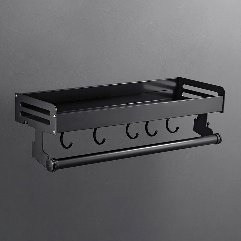 Matte Black Modern Bathroom Accessory Set, Set of 2, Bath Shelf 1 Piece Bath Shelf (with 16"L Rod) Clearhalo 'Bathroom Hardware Sets' 'Bathroom Hardware' 'Bathroom Remodel & Bathroom Fixtures' 'bathroom_hardware_sets' 'Home Improvement' 'home_improvement' 'home_improvement_bathroom_hardware_sets' 7343603