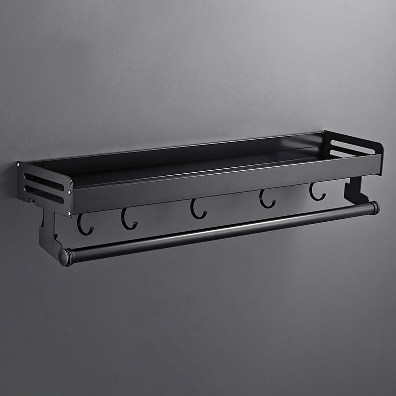 Matte Black Modern Bathroom Accessory Set, Set of 2, Bath Shelf 1 Piece Bath Shelf (with Bar 24"L) Clearhalo 'Bathroom Hardware Sets' 'Bathroom Hardware' 'Bathroom Remodel & Bathroom Fixtures' 'bathroom_hardware_sets' 'Home Improvement' 'home_improvement' 'home_improvement_bathroom_hardware_sets' 7343609
