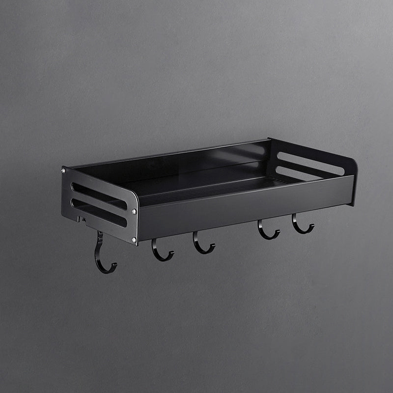 Matte Black Modern Bathroom Accessory Set, Set of 2, Bath Shelf 1 Piece Bath Shelf （With Hook 12"L） Clearhalo 'Bathroom Hardware Sets' 'Bathroom Hardware' 'Bathroom Remodel & Bathroom Fixtures' 'bathroom_hardware_sets' 'Home Improvement' 'home_improvement' 'home_improvement_bathroom_hardware_sets' 7343611