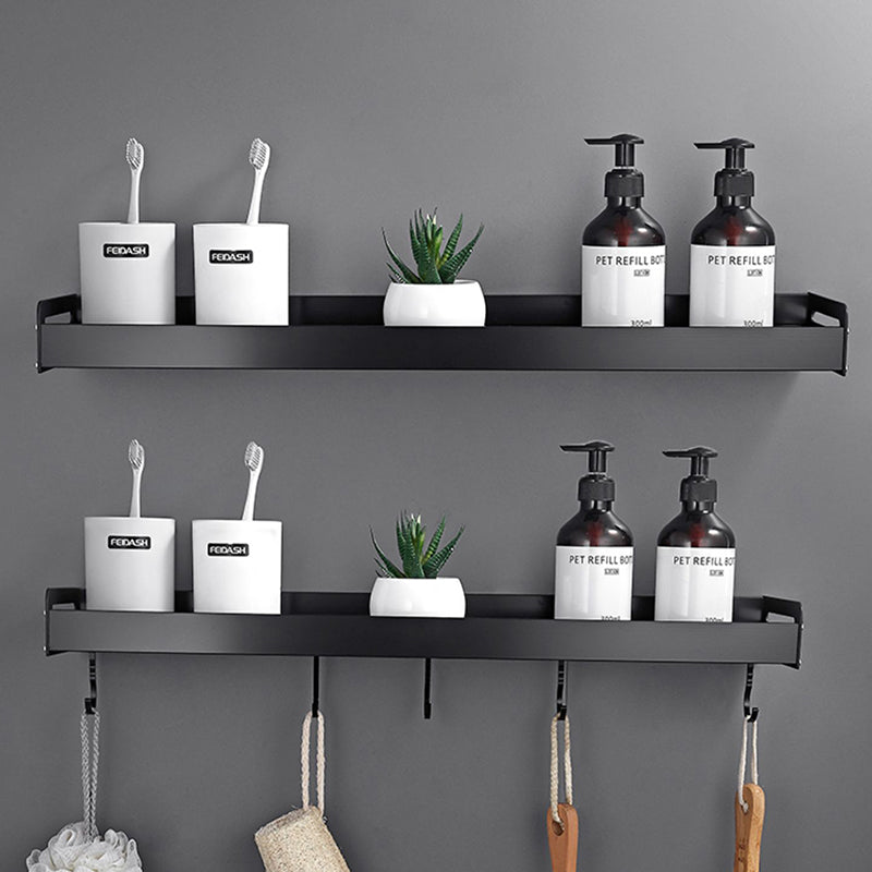 Matte Black Modern Bathroom Accessory Set, Set of 2, Bath Shelf Clearhalo 'Bathroom Hardware Sets' 'Bathroom Hardware' 'Bathroom Remodel & Bathroom Fixtures' 'bathroom_hardware_sets' 'Home Improvement' 'home_improvement' 'home_improvement_bathroom_hardware_sets' 7343612