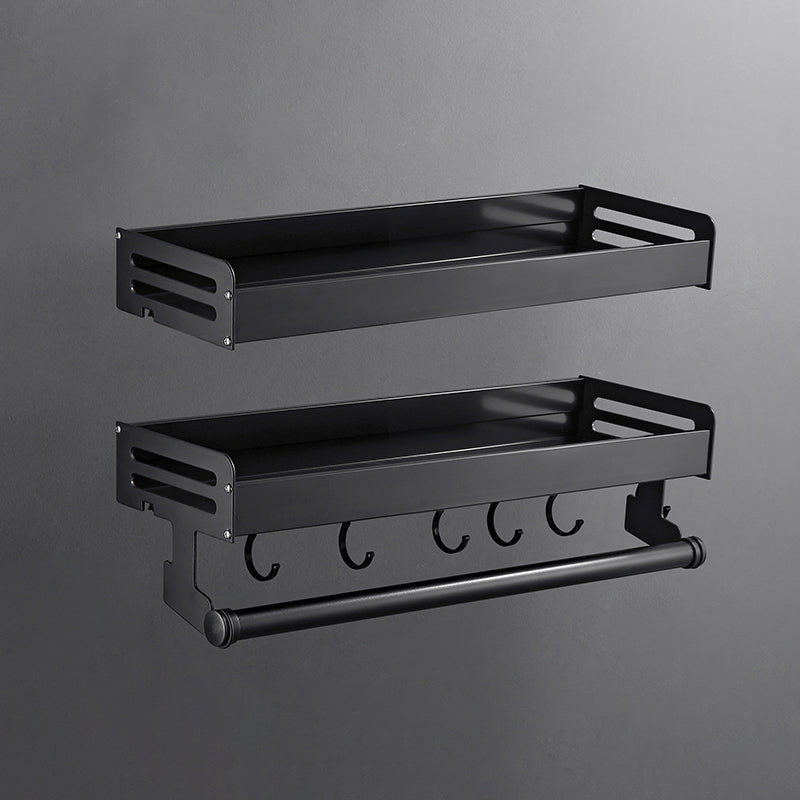 Matte Black Modern Bathroom Accessory Set, Set of 2, Bath Shelf 2 Piece Set Bath Shelf (with 16"L Rod) Clearhalo 'Bathroom Hardware Sets' 'Bathroom Hardware' 'Bathroom Remodel & Bathroom Fixtures' 'bathroom_hardware_sets' 'Home Improvement' 'home_improvement' 'home_improvement_bathroom_hardware_sets' 7343617