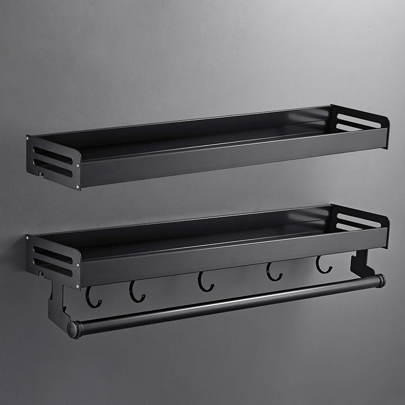 Matte Black Modern Bathroom Accessory Set, Set of 2, Bath Shelf 2 Piece Set Bath Shelf (with Bar 24"L) Clearhalo 'Bathroom Hardware Sets' 'Bathroom Hardware' 'Bathroom Remodel & Bathroom Fixtures' 'bathroom_hardware_sets' 'Home Improvement' 'home_improvement' 'home_improvement_bathroom_hardware_sets' 7343619