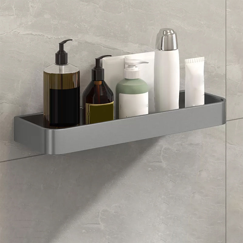 Modern Grey 2-Piece Bathroom Accessory Set, Matte Grey, Bath Shelf 1 Piece Bath Shelf (16"L ) Clearhalo 'Bathroom Hardware Sets' 'Bathroom Hardware' 'Bathroom Remodel & Bathroom Fixtures' 'bathroom_hardware_sets' 'Home Improvement' 'home_improvement' 'home_improvement_bathroom_hardware_sets' 7343655