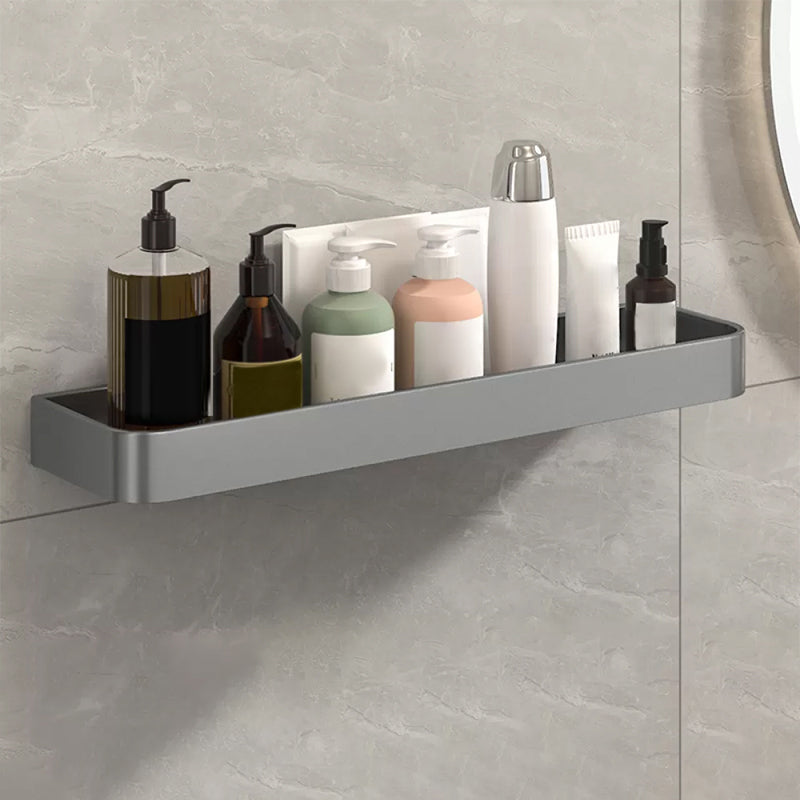 Modern Grey 2-Piece Bathroom Accessory Set, Matte Grey, Bath Shelf 1 Piece Bath Shelf (20"L ) Clearhalo 'Bathroom Hardware Sets' 'Bathroom Hardware' 'Bathroom Remodel & Bathroom Fixtures' 'bathroom_hardware_sets' 'Home Improvement' 'home_improvement' 'home_improvement_bathroom_hardware_sets' 7343656