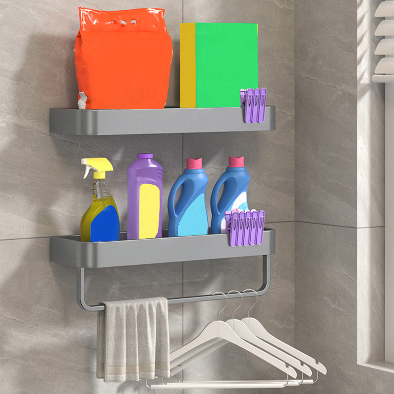 Modern Grey 2-Piece Bathroom Accessory Set, Matte Grey, Bath Shelf Clearhalo 'Bathroom Hardware Sets' 'Bathroom Hardware' 'Bathroom Remodel & Bathroom Fixtures' 'bathroom_hardware_sets' 'Home Improvement' 'home_improvement' 'home_improvement_bathroom_hardware_sets' 7343657
