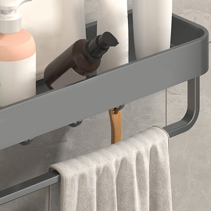 Modern Grey 2-Piece Bathroom Accessory Set, Matte Grey, Bath Shelf Clearhalo 'Bathroom Hardware Sets' 'Bathroom Hardware' 'Bathroom Remodel & Bathroom Fixtures' 'bathroom_hardware_sets' 'Home Improvement' 'home_improvement' 'home_improvement_bathroom_hardware_sets' 7343658