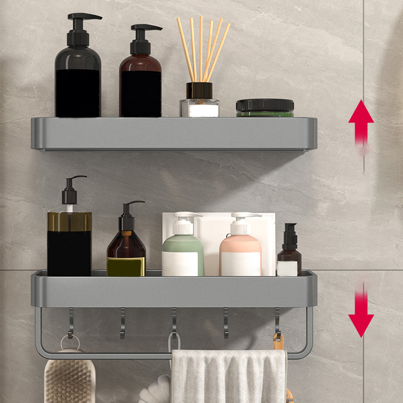 Modern Grey 2-Piece Bathroom Accessory Set, Matte Grey, Bath Shelf Clearhalo 'Bathroom Hardware Sets' 'Bathroom Hardware' 'Bathroom Remodel & Bathroom Fixtures' 'bathroom_hardware_sets' 'Home Improvement' 'home_improvement' 'home_improvement_bathroom_hardware_sets' 7343661