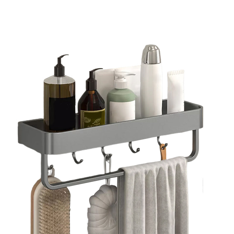 Modern Grey 2-Piece Bathroom Accessory Set, Matte Grey, Bath Shelf Clearhalo 'Bathroom Hardware Sets' 'Bathroom Hardware' 'Bathroom Remodel & Bathroom Fixtures' 'bathroom_hardware_sets' 'Home Improvement' 'home_improvement' 'home_improvement_bathroom_hardware_sets' 7343662