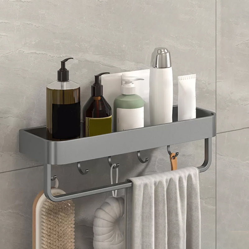 Modern Grey 2-Piece Bathroom Accessory Set, Matte Grey, Bath Shelf 1 Piece Bath Shelf (with 16"L Rod) Clearhalo 'Bathroom Hardware Sets' 'Bathroom Hardware' 'Bathroom Remodel & Bathroom Fixtures' 'bathroom_hardware_sets' 'Home Improvement' 'home_improvement' 'home_improvement_bathroom_hardware_sets' 7343663