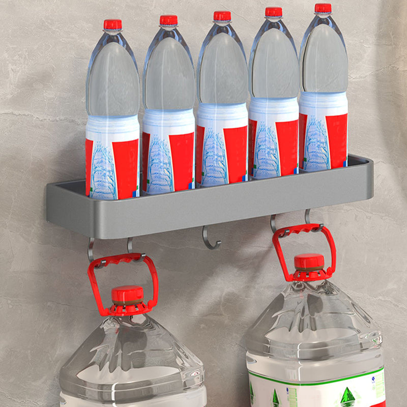 Modern Grey 2-Piece Bathroom Accessory Set, Matte Grey, Bath Shelf Clearhalo 'Bathroom Hardware Sets' 'Bathroom Hardware' 'Bathroom Remodel & Bathroom Fixtures' 'bathroom_hardware_sets' 'Home Improvement' 'home_improvement' 'home_improvement_bathroom_hardware_sets' 7343664