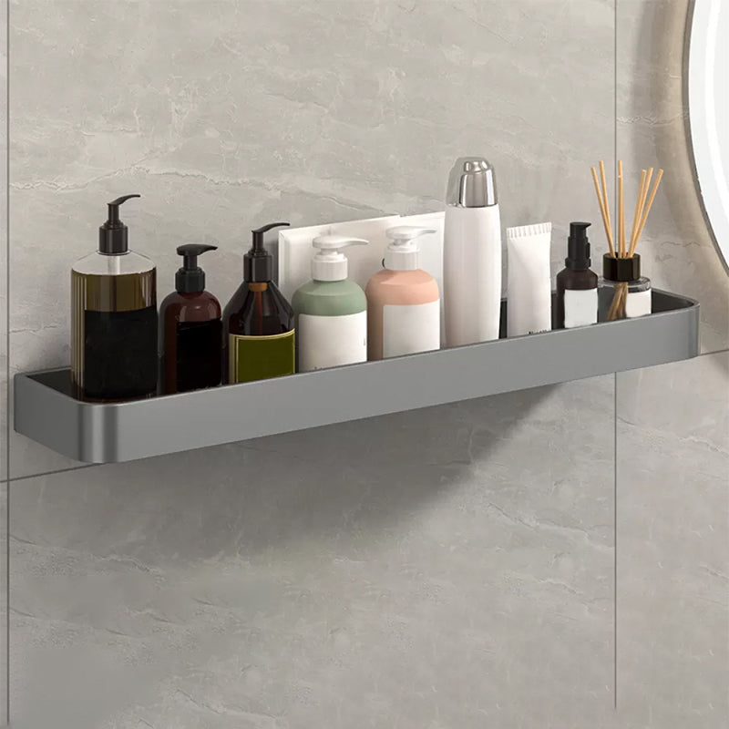 Modern Grey 2-Piece Bathroom Accessory Set, Matte Grey, Bath Shelf 1 Piece Bath Shelf (24"L) Clearhalo 'Bathroom Hardware Sets' 'Bathroom Hardware' 'Bathroom Remodel & Bathroom Fixtures' 'bathroom_hardware_sets' 'Home Improvement' 'home_improvement' 'home_improvement_bathroom_hardware_sets' 7343667
