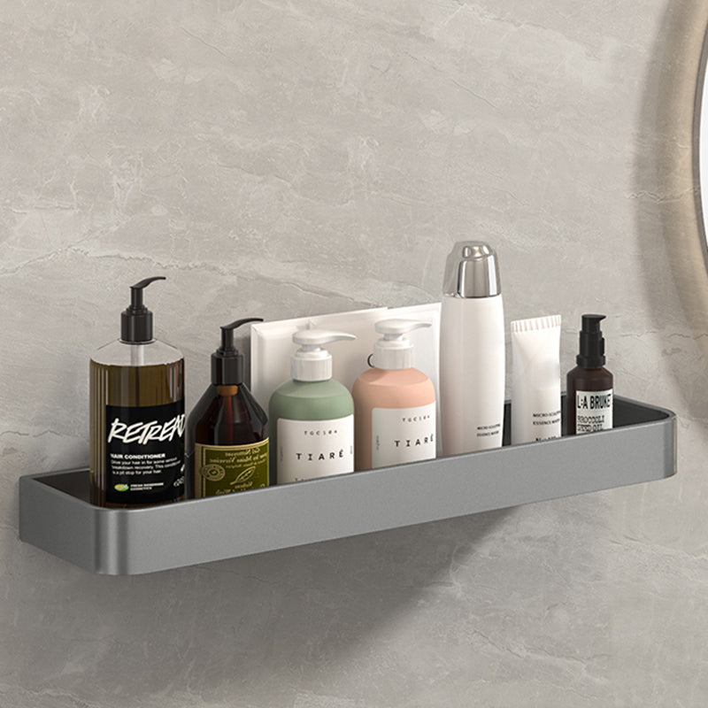 Modern Grey 2-Piece Bathroom Accessory Set, Matte Grey, Bath Shelf Clearhalo 'Bathroom Hardware Sets' 'Bathroom Hardware' 'Bathroom Remodel & Bathroom Fixtures' 'bathroom_hardware_sets' 'Home Improvement' 'home_improvement' 'home_improvement_bathroom_hardware_sets' 7343668