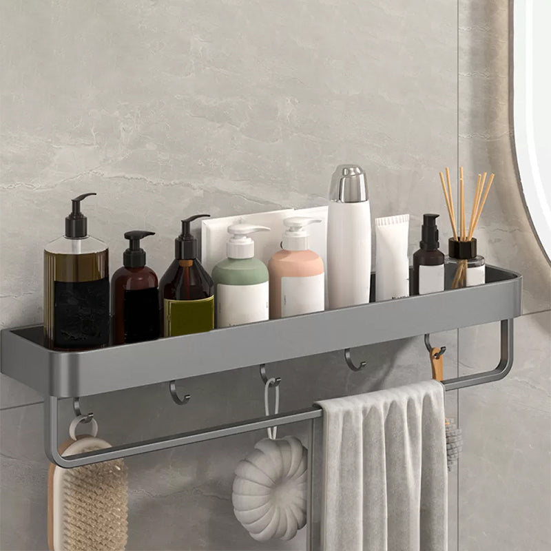 Modern Grey 2-Piece Bathroom Accessory Set, Matte Grey, Bath Shelf 1 Piece Bath Shelf (with Bar 24"L) Clearhalo 'Bathroom Hardware Sets' 'Bathroom Hardware' 'Bathroom Remodel & Bathroom Fixtures' 'bathroom_hardware_sets' 'Home Improvement' 'home_improvement' 'home_improvement_bathroom_hardware_sets' 7343669