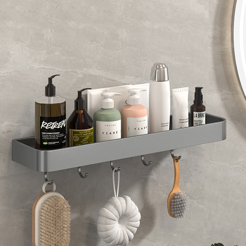 Modern Grey 2-Piece Bathroom Accessory Set, Matte Grey, Bath Shelf Clearhalo 'Bathroom Hardware Sets' 'Bathroom Hardware' 'Bathroom Remodel & Bathroom Fixtures' 'bathroom_hardware_sets' 'Home Improvement' 'home_improvement' 'home_improvement_bathroom_hardware_sets' 7343670