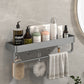 Modern Grey 2-Piece Bathroom Accessory Set, Matte Grey, Bath Shelf Clearhalo 'Bathroom Hardware Sets' 'Bathroom Hardware' 'Bathroom Remodel & Bathroom Fixtures' 'bathroom_hardware_sets' 'Home Improvement' 'home_improvement' 'home_improvement_bathroom_hardware_sets' 7343672