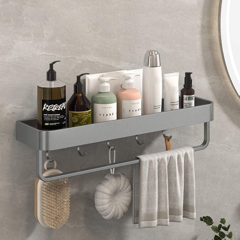 Modern Grey 2-Piece Bathroom Accessory Set, Matte Grey, Bath Shelf Clearhalo 'Bathroom Hardware Sets' 'Bathroom Hardware' 'Bathroom Remodel & Bathroom Fixtures' 'bathroom_hardware_sets' 'Home Improvement' 'home_improvement' 'home_improvement_bathroom_hardware_sets' 7343672