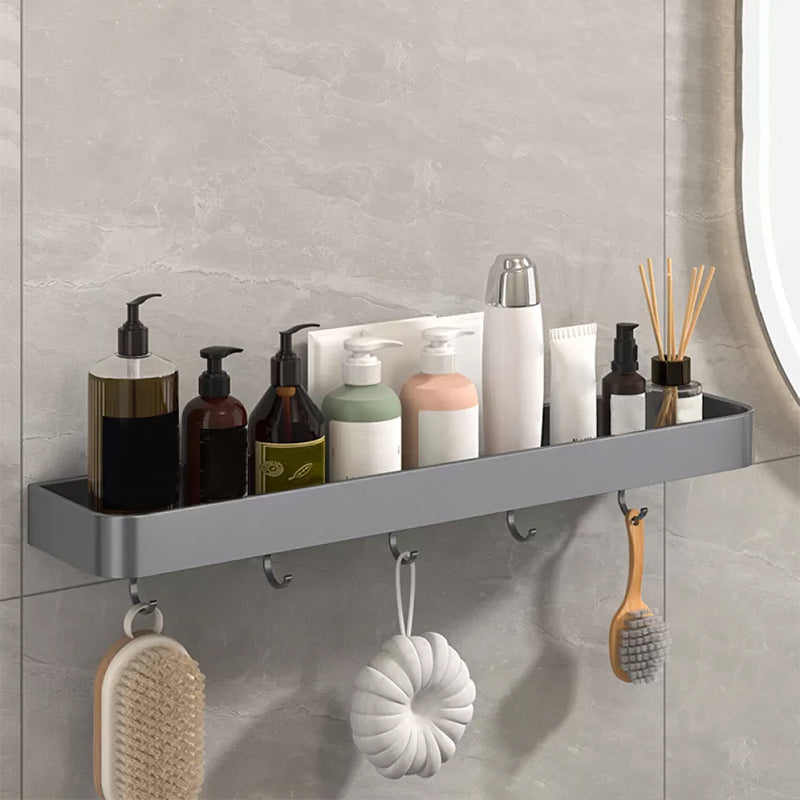 Modern Grey 2-Piece Bathroom Accessory Set, Matte Grey, Bath Shelf 1 Piece Bath Shelf (With Hook 24"L) Clearhalo 'Bathroom Hardware Sets' 'Bathroom Hardware' 'Bathroom Remodel & Bathroom Fixtures' 'bathroom_hardware_sets' 'Home Improvement' 'home_improvement' 'home_improvement_bathroom_hardware_sets' 7343675