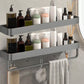 Modern Grey 2-Piece Bathroom Accessory Set, Matte Grey, Bath Shelf 2 Piece Set Bath Shelf (with Bar 24"L) Clearhalo 'Bathroom Hardware Sets' 'Bathroom Hardware' 'Bathroom Remodel & Bathroom Fixtures' 'bathroom_hardware_sets' 'Home Improvement' 'home_improvement' 'home_improvement_bathroom_hardware_sets' 7343679