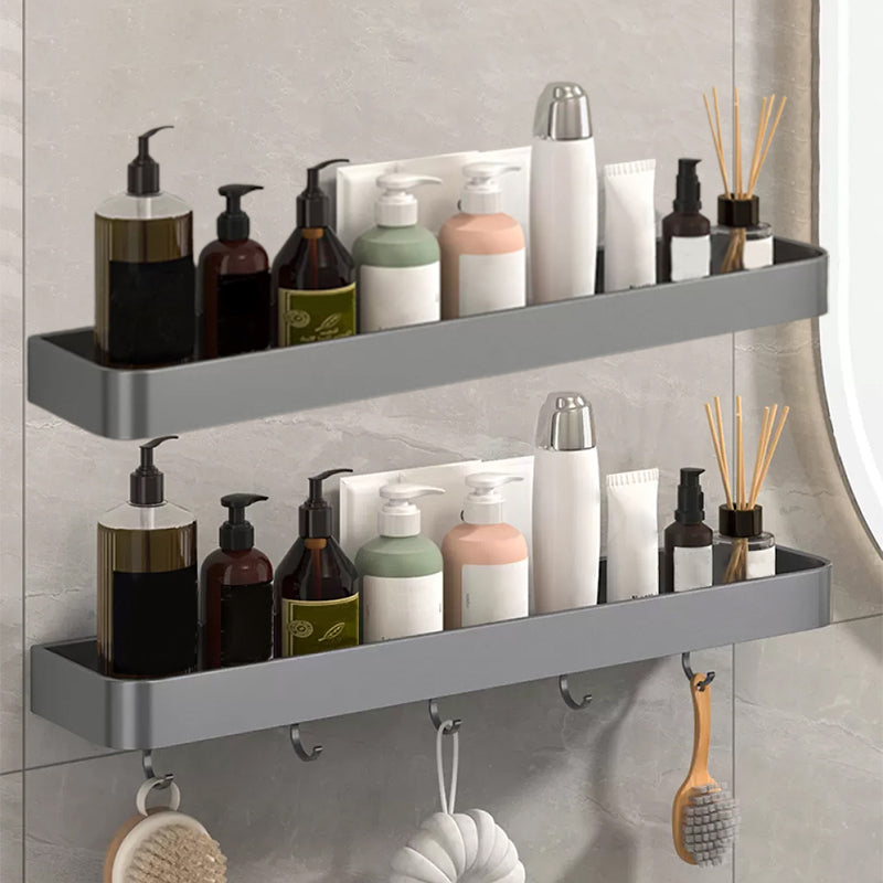 Modern Grey 2-Piece Bathroom Accessory Set, Matte Grey, Bath Shelf 2 Piece Set Bath Shelf (With Hook 24"L) Clearhalo 'Bathroom Hardware Sets' 'Bathroom Hardware' 'Bathroom Remodel & Bathroom Fixtures' 'bathroom_hardware_sets' 'Home Improvement' 'home_improvement' 'home_improvement_bathroom_hardware_sets' 7343683