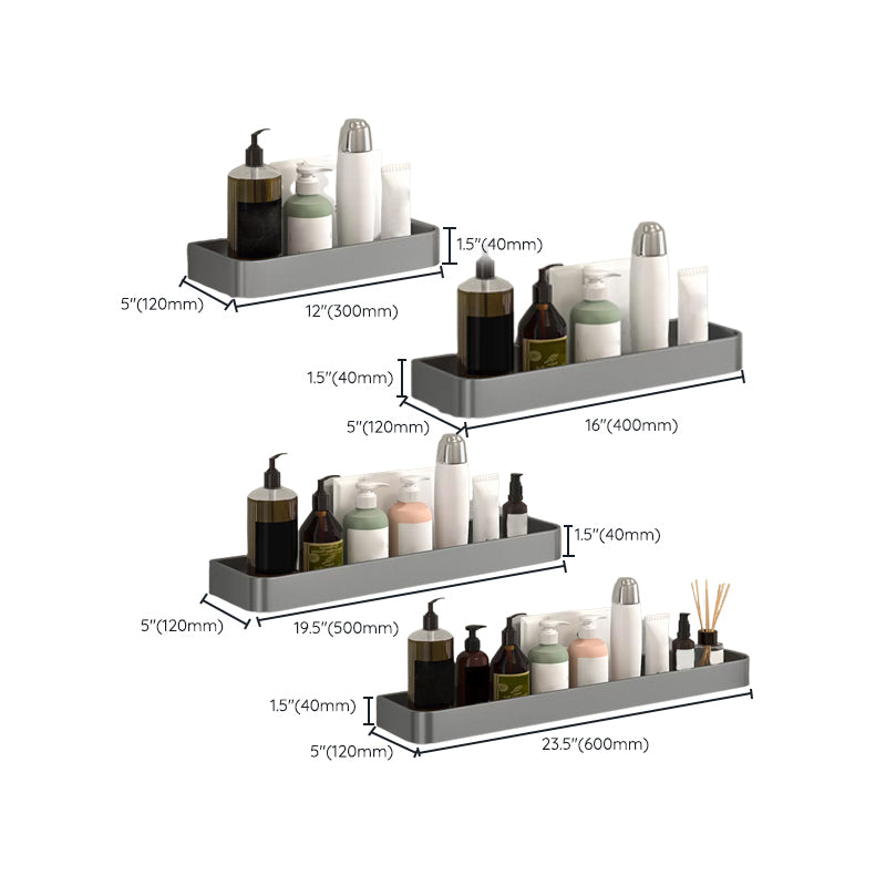 Modern Grey 2-Piece Bathroom Accessory Set, Matte Grey, Bath Shelf Clearhalo 'Bathroom Hardware Sets' 'Bathroom Hardware' 'Bathroom Remodel & Bathroom Fixtures' 'bathroom_hardware_sets' 'Home Improvement' 'home_improvement' 'home_improvement_bathroom_hardware_sets' 7343684