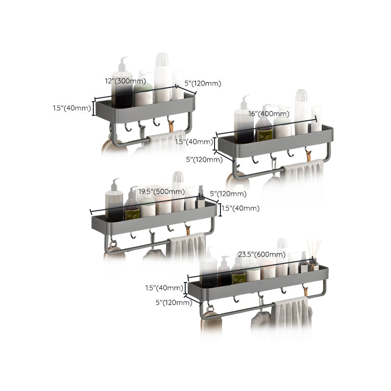Modern Grey 2-Piece Bathroom Accessory Set, Matte Grey, Bath Shelf Clearhalo 'Bathroom Hardware Sets' 'Bathroom Hardware' 'Bathroom Remodel & Bathroom Fixtures' 'bathroom_hardware_sets' 'Home Improvement' 'home_improvement' 'home_improvement_bathroom_hardware_sets' 7343685