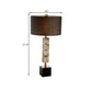 Drum Fabric Table Lighting Modernism 1-Light Brown Desk Lamp with Cube Marble Base Clearhalo 'Lamps' 'Table Lamps' Lighting' 734373