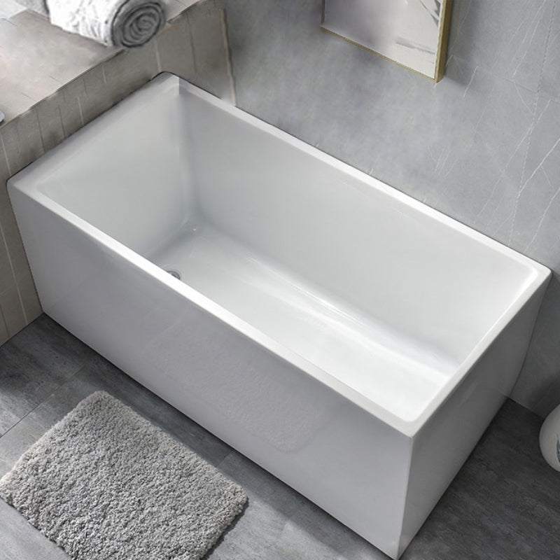 Back to Wall Acrylic Bathtub Stand Alone White Rectangular Bath Without Seat Tub Clearhalo 'Bathroom Remodel & Bathroom Fixtures' 'Bathtubs' 'Home Improvement' 'home_improvement' 'home_improvement_bathtubs' 'Showers & Bathtubs' 7344493