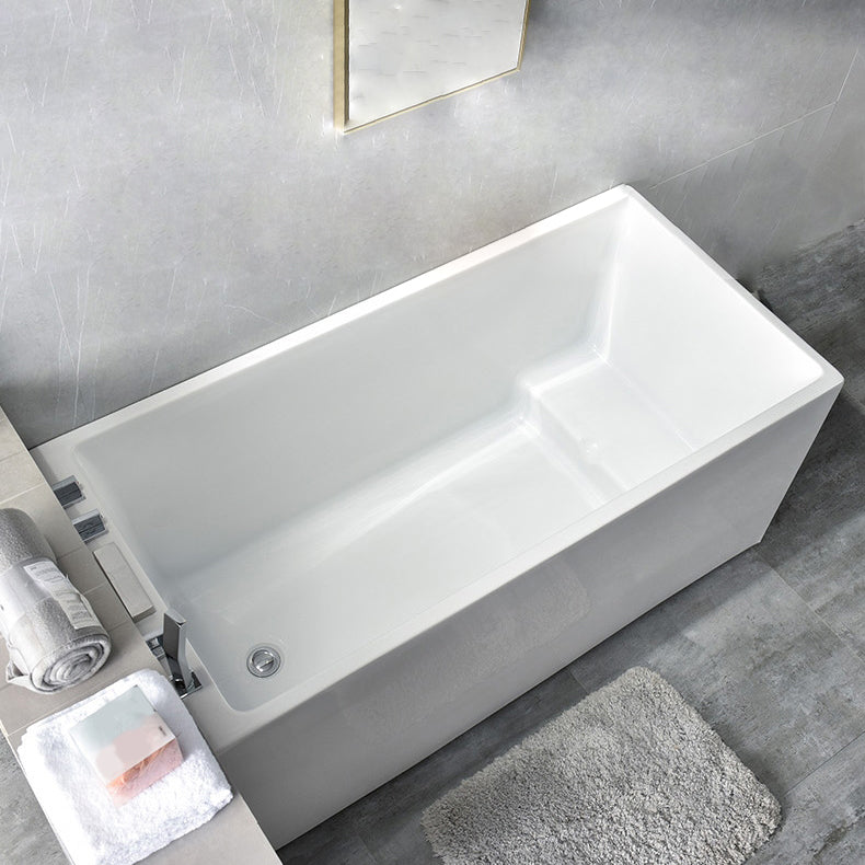 Back to Wall Acrylic Bathtub Stand Alone White Rectangular Bath 51"L x 26"W x 25"H With Seat Tub with Silver 5-Piece Set Clearhalo 'Bathroom Remodel & Bathroom Fixtures' 'Bathtubs' 'Home Improvement' 'home_improvement' 'home_improvement_bathtubs' 'Showers & Bathtubs' 7344496