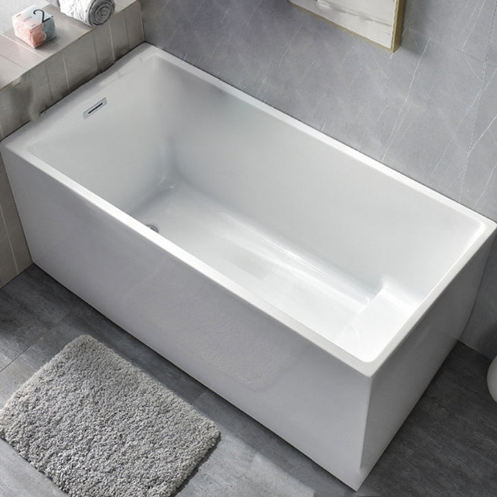 Back to Wall Acrylic Bathtub Stand Alone White Rectangular Bath With Seat Tub Clearhalo 'Bathroom Remodel & Bathroom Fixtures' 'Bathtubs' 'Home Improvement' 'home_improvement' 'home_improvement_bathtubs' 'Showers & Bathtubs' 7344497