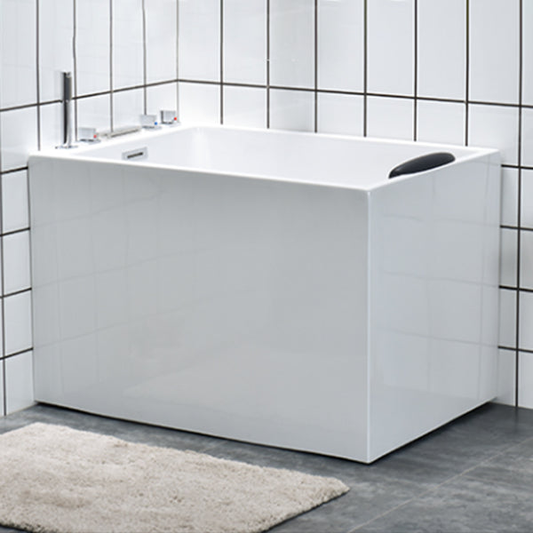 Back to Wall Bath Rectangular Antique Finish Soaking Modern Tub 59"L x 28"W x 25"H Without Seat Tub with Silver 5-Piece Set Clearhalo 'Bathroom Remodel & Bathroom Fixtures' 'Bathtubs' 'Home Improvement' 'home_improvement' 'home_improvement_bathtubs' 'Showers & Bathtubs' 7344531