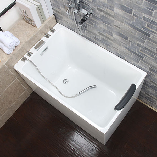 Back to Wall Bath Rectangular Antique Finish Soaking Modern Tub Without Seat Tub with Silver 5-Piece Set Clearhalo 'Bathroom Remodel & Bathroom Fixtures' 'Bathtubs' 'Home Improvement' 'home_improvement' 'home_improvement_bathtubs' 'Showers & Bathtubs' 7344532