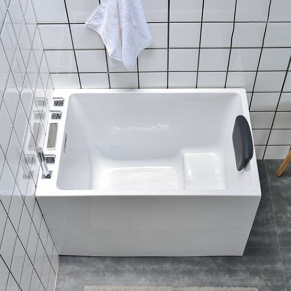 Back to Wall Bath Rectangular Antique Finish Soaking Modern Tub 51"L x 26"W x 25"H With Seat Tub with Silver 5-Piece Set Clearhalo 'Bathroom Remodel & Bathroom Fixtures' 'Bathtubs' 'Home Improvement' 'home_improvement' 'home_improvement_bathtubs' 'Showers & Bathtubs' 7344534