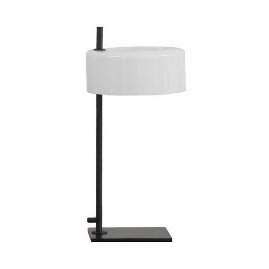 1 Bulb Living Room Desk Light Modern White and Black Table Lamp with Drum Metal Shade Clearhalo 'Lamps' 'Table Lamps' Lighting' 734456