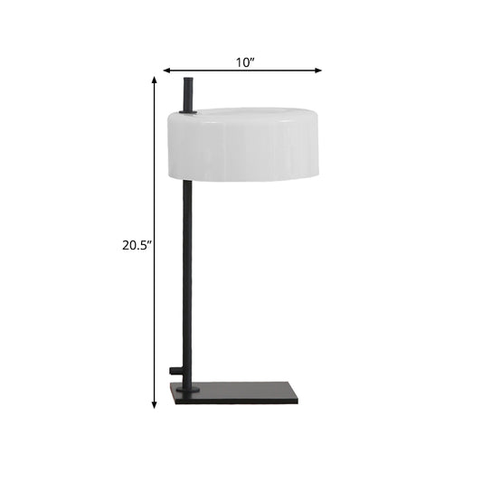 1 Bulb Living Room Desk Light Modern White and Black Table Lamp with Drum Metal Shade Clearhalo 'Lamps' 'Table Lamps' Lighting' 734457