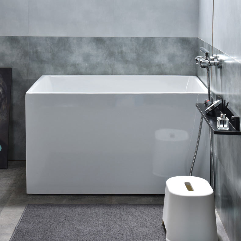 Modern Rectangular Stand Alone Bath Acrylic Soaking White Bathtub 35"L x 28"W x 25"H Without Seat Clearhalo 'Bathroom Remodel & Bathroom Fixtures' 'Bathtubs' 'Home Improvement' 'home_improvement' 'home_improvement_bathtubs' 'Showers & Bathtubs' 7344858