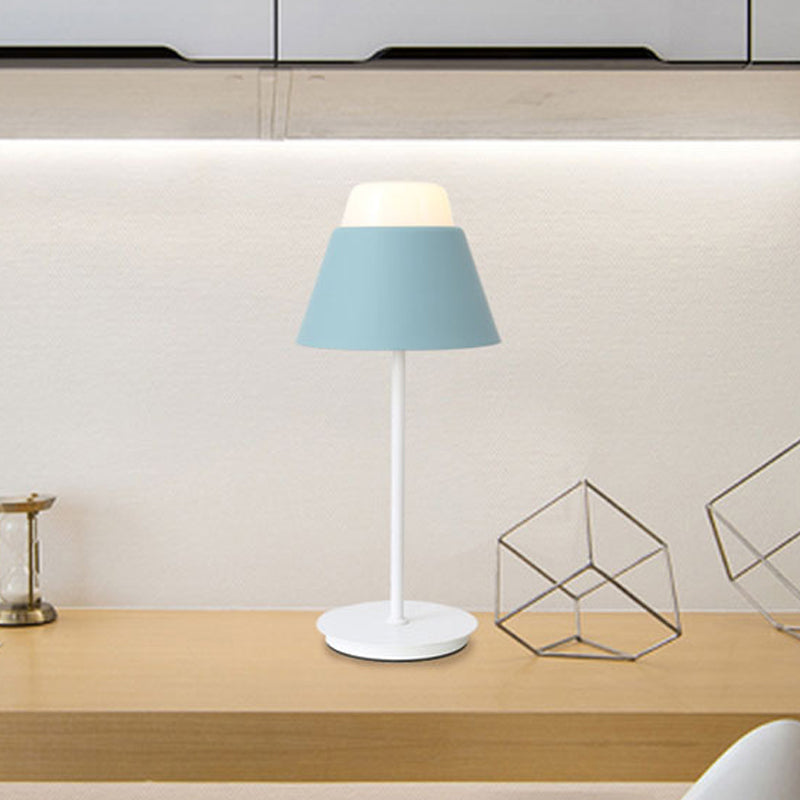 Pink/Blue Finish Cone Night Table Light Modernist 1 Light Acrylic Shade Desk Lamp for Study Room Clearhalo 'Lamps' 'Table Lamps' Lighting' 734519