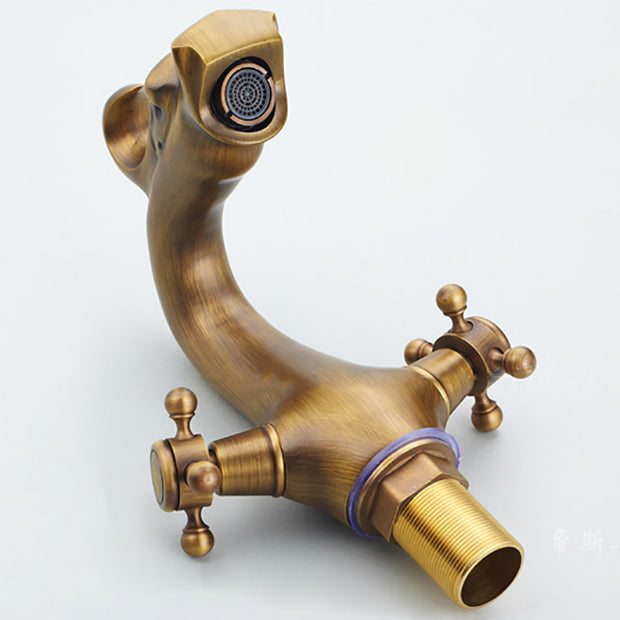 2 Handles Wide Spread Bathroom Faucet Industrial Lavatory Faucet Clearhalo 'Bathroom Remodel & Bathroom Fixtures' 'Bathroom Sink Faucets' 'Bathroom Sinks & Faucet Components' 'bathroom_sink_faucets' 'Home Improvement' 'home_improvement' 'home_improvement_bathroom_sink_faucets' 7345377