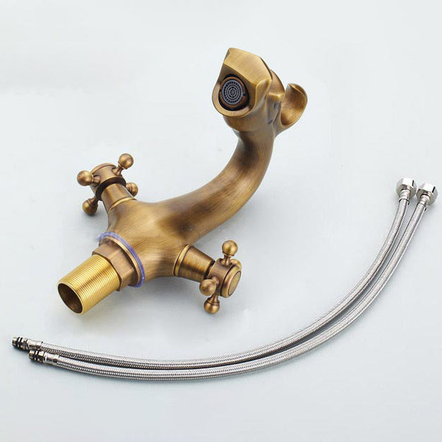 2 Handles Wide Spread Bathroom Faucet Industrial Lavatory Faucet Clearhalo 'Bathroom Remodel & Bathroom Fixtures' 'Bathroom Sink Faucets' 'Bathroom Sinks & Faucet Components' 'bathroom_sink_faucets' 'Home Improvement' 'home_improvement' 'home_improvement_bathroom_sink_faucets' 7345379