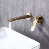 2 Holes Sink Faucet Single Lever Handle Wall-Mounted Low Arc Bathroom Faucet Clearhalo 'Bathroom Remodel & Bathroom Fixtures' 'Bathroom Sink Faucets' 'Bathroom Sinks & Faucet Components' 'bathroom_sink_faucets' 'Home Improvement' 'home_improvement' 'home_improvement_bathroom_sink_faucets' 7345420