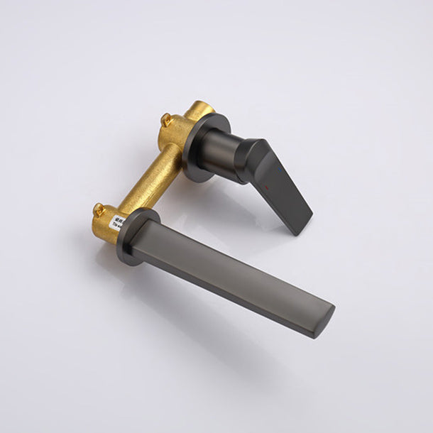 2 Holes Sink Faucet Single Lever Handle Wall-Mounted Low Arc Bathroom Faucet Clearhalo 'Bathroom Remodel & Bathroom Fixtures' 'Bathroom Sink Faucets' 'Bathroom Sinks & Faucet Components' 'bathroom_sink_faucets' 'Home Improvement' 'home_improvement' 'home_improvement_bathroom_sink_faucets' 7345423