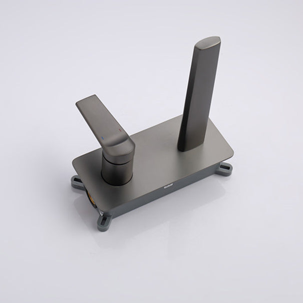 2 Holes Sink Faucet Single Lever Handle Wall-Mounted Low Arc Bathroom Faucet Clearhalo 'Bathroom Remodel & Bathroom Fixtures' 'Bathroom Sink Faucets' 'Bathroom Sinks & Faucet Components' 'bathroom_sink_faucets' 'Home Improvement' 'home_improvement' 'home_improvement_bathroom_sink_faucets' 7345426