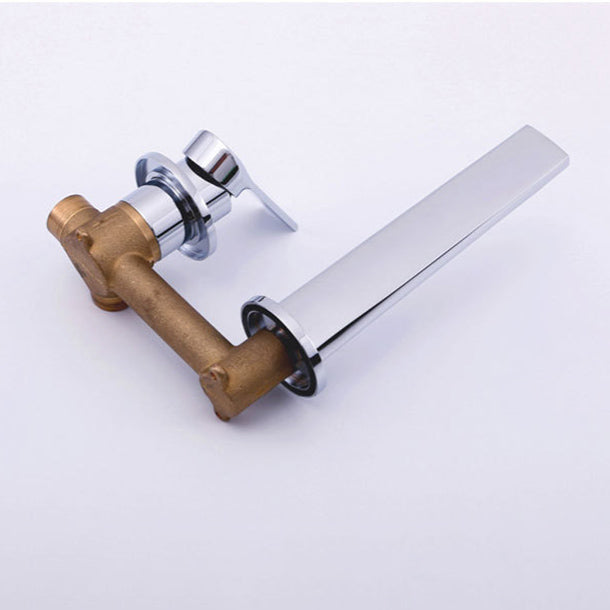 2 Holes Sink Faucet Single Lever Handle Wall-Mounted Low Arc Bathroom Faucet Clearhalo 'Bathroom Remodel & Bathroom Fixtures' 'Bathroom Sink Faucets' 'Bathroom Sinks & Faucet Components' 'bathroom_sink_faucets' 'Home Improvement' 'home_improvement' 'home_improvement_bathroom_sink_faucets' 7345427