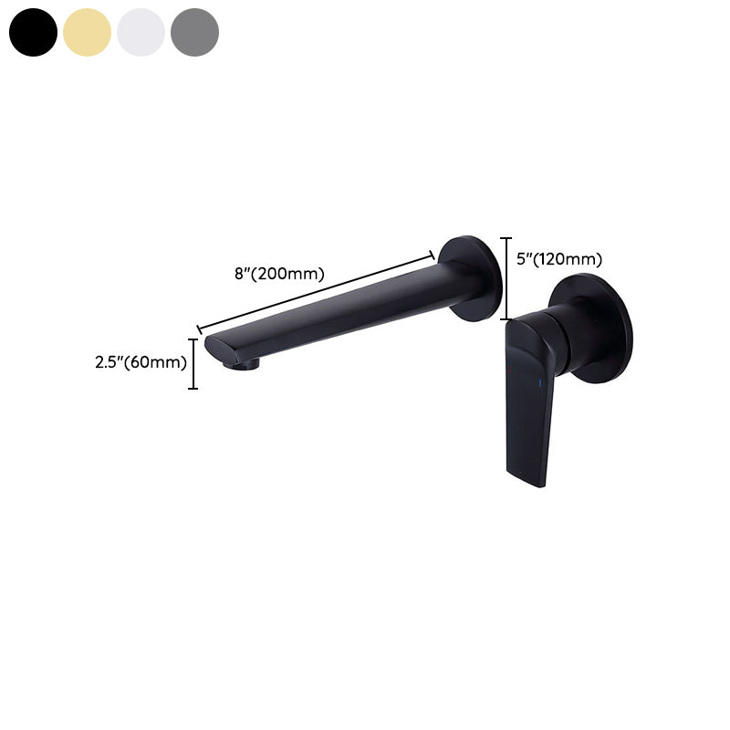 2 Holes Sink Faucet Single Lever Handle Wall-Mounted Low Arc Bathroom Faucet Clearhalo 'Bathroom Remodel & Bathroom Fixtures' 'Bathroom Sink Faucets' 'Bathroom Sinks & Faucet Components' 'bathroom_sink_faucets' 'Home Improvement' 'home_improvement' 'home_improvement_bathroom_sink_faucets' 7345428