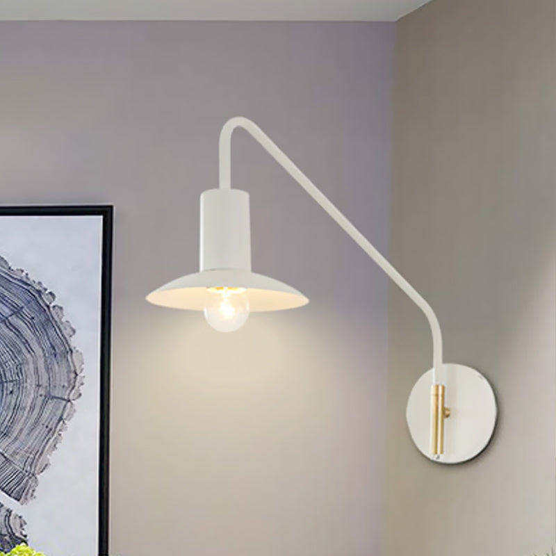 Wide Flare Bedroom Wall Lighting Fixture Metallic 1-Light Modernism Sconce Light in White White Clearhalo 'Cast Iron' 'Glass' 'Industrial' 'Modern wall lights' 'Modern' 'Tiffany' 'Traditional wall lights' 'Wall Lamps & Sconces' 'Wall Lights' Lighting' 734546